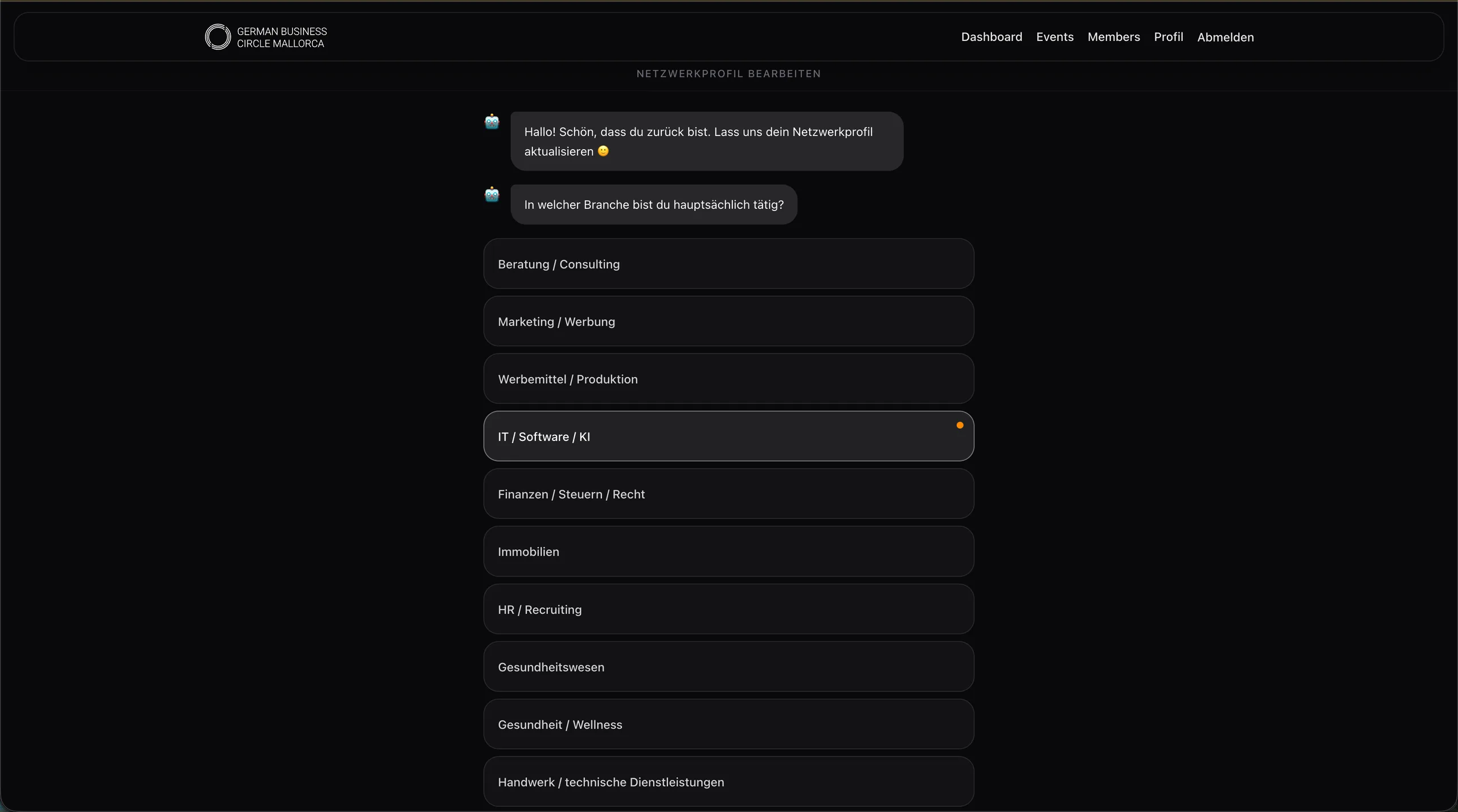 GBCM AI-guided member profile completion screen